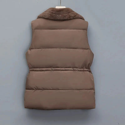 Breya™ - Mouwloze winterjas met imitatiebontvoering