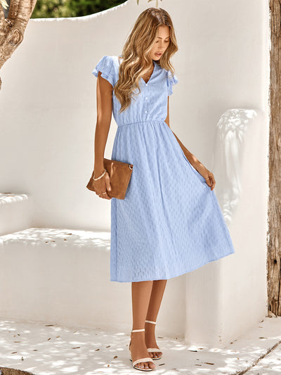 Lina™ – Flutter Sleeve Summer Midi Dress
