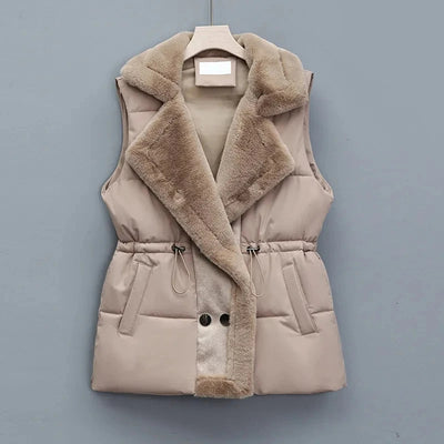 Breya™ - Mouwloze winterjas met imitatiebontvoering