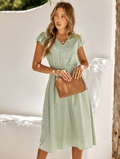 Lina™ – Flutter Sleeve Summer Midi Dress