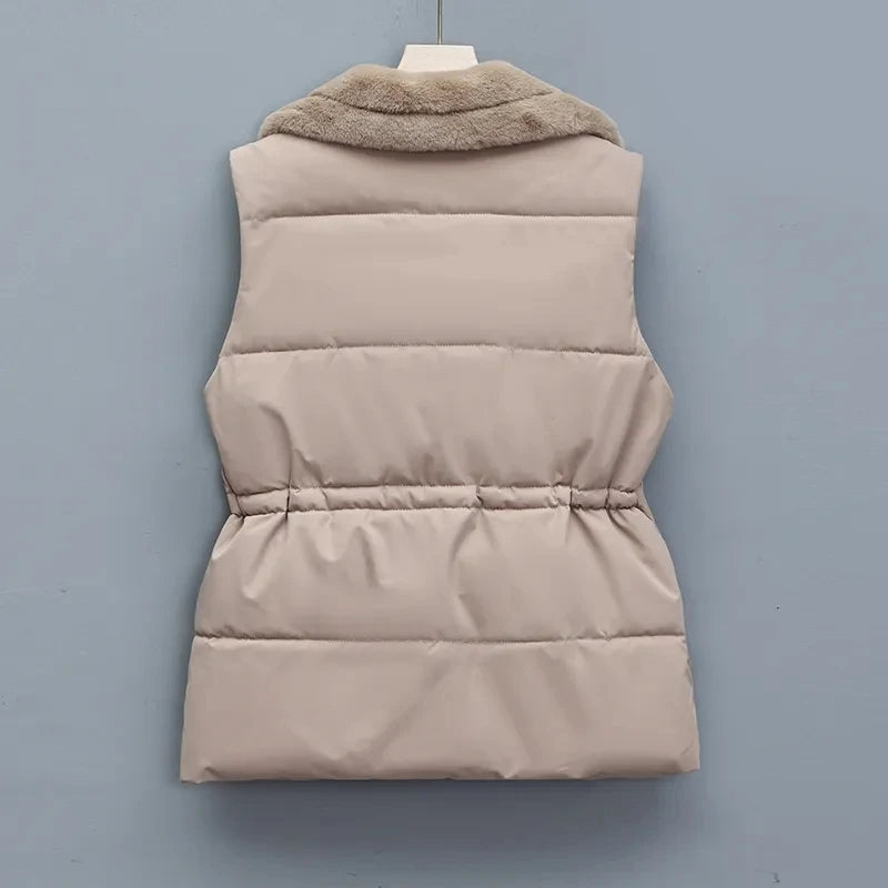 Breya™ - Mouwloze winterjas met imitatiebontvoering