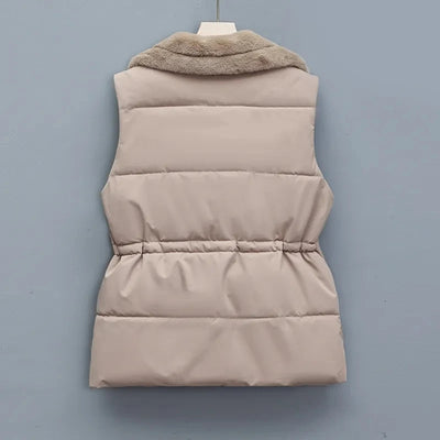 Breya™ - Mouwloze winterjas met imitatiebontvoering