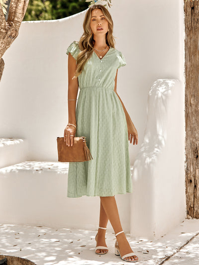 Lina™ – Flutter Sleeve Summer Midi Dress