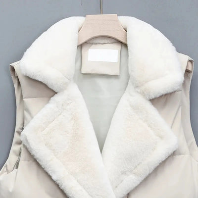 Breya™ - Mouwloze winterjas met imitatiebontvoering