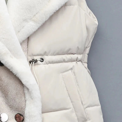Breya™ - Mouwloze winterjas met imitatiebontvoering