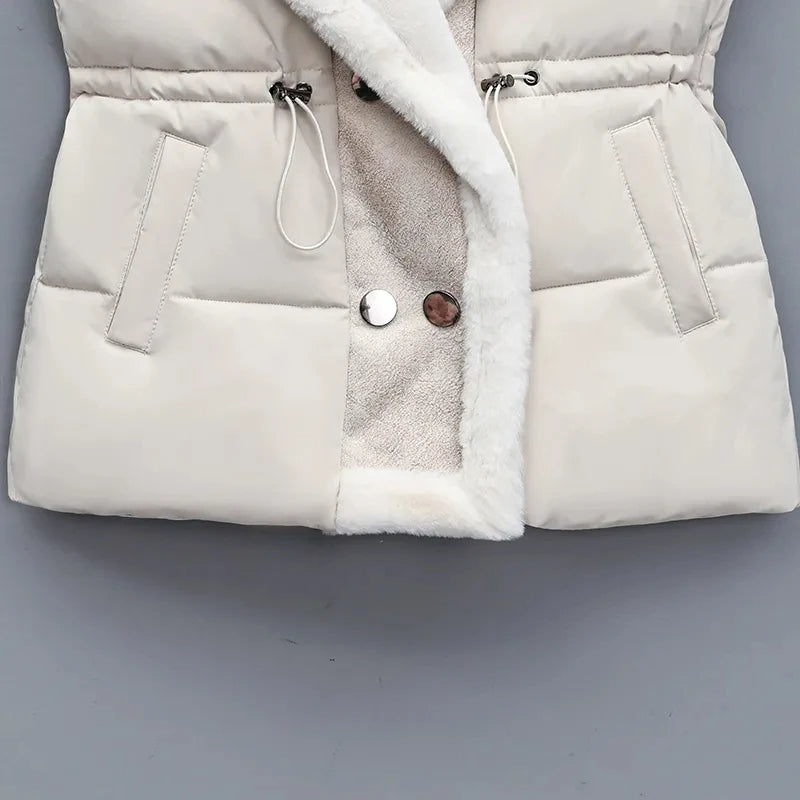 Breya™ - Mouwloze winterjas met imitatiebontvoering