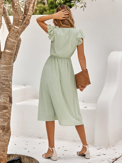 Lina™ – Flutter Sleeve Summer Midi Dress