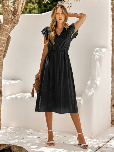 Lina™ – Flutter Sleeve Summer Midi Dress