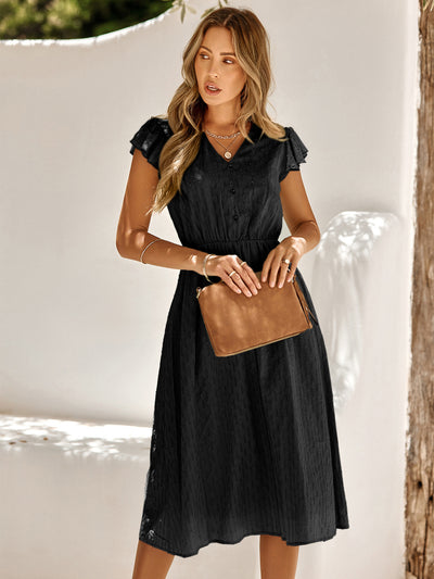 Lina™ – Flutter Sleeve Summer Midi Dress