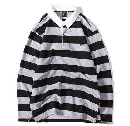 Rugby™- Striped Long Sleeve Polo Shirt