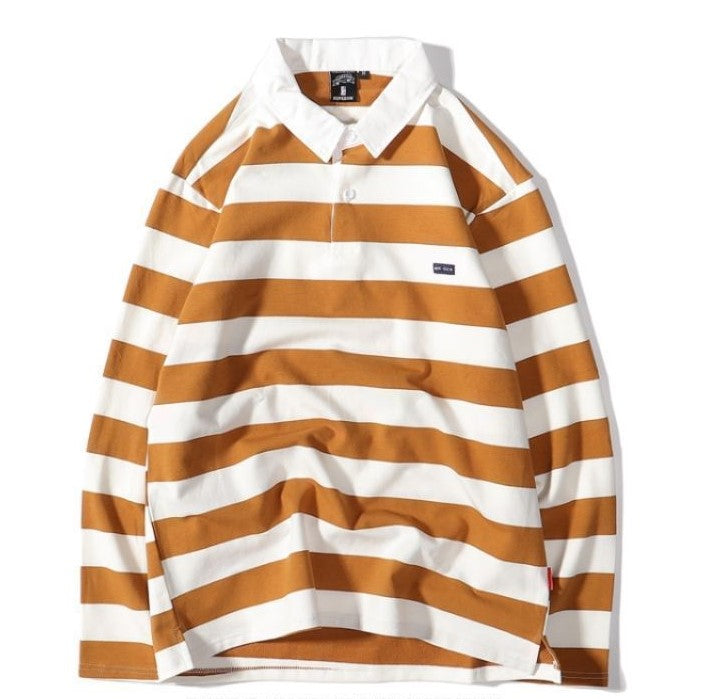 Rugby™- Striped Long Sleeve Polo Shirt