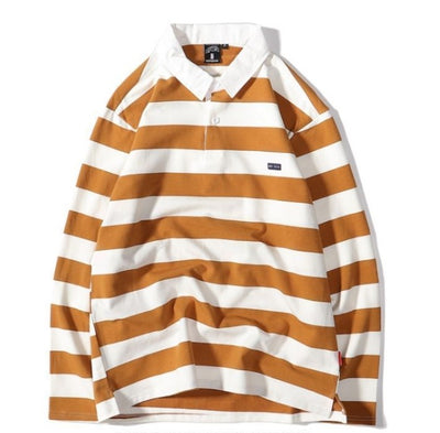 Rugby™- Striped Long Sleeve Polo Shirt