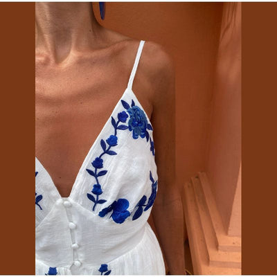 Lilia™ - geplooide lange jurk met hals 