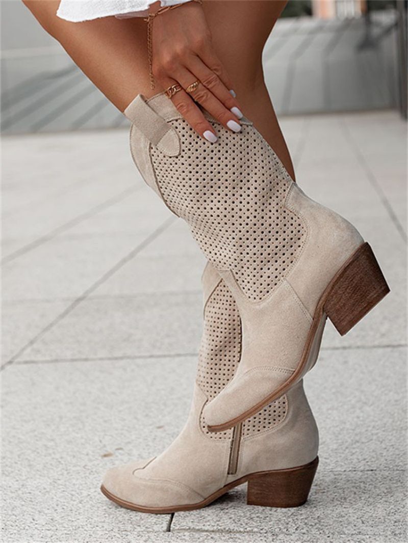 Cita™ - Gebrande suède lage damescowboylaarzen