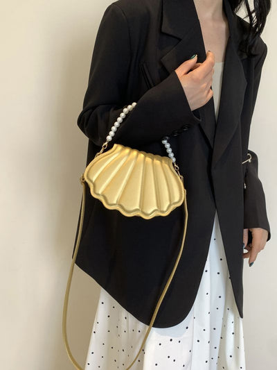 Tiffany™ - Leather Shape Pearl Chain Crossbody Bag