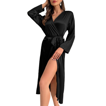 Lisa™ - Silky Long Sleeve Satin Bathrobe