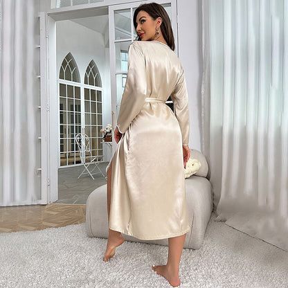 Lisa™ - Silky Long Sleeve Satin Bathrobe