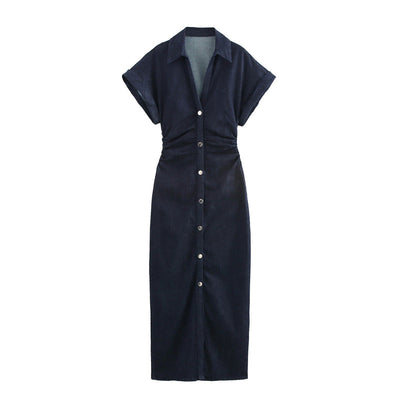 Harper™ | Button-Down Denim Midi Dress