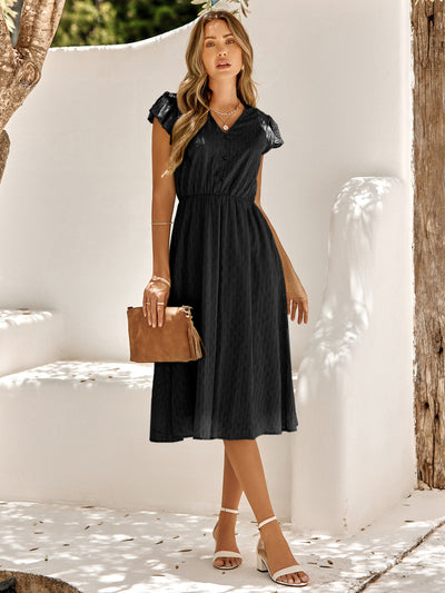Lina™ – Flutter Sleeve Summer Midi Dress