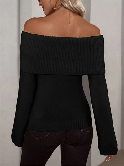 Tanya™ - Chic Off-Shoulder Ribbed Sweater