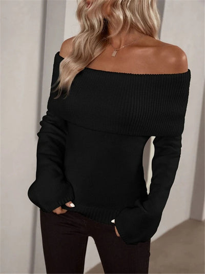 Tanya™ - Chic Off-Shoulder Ribbed Sweater