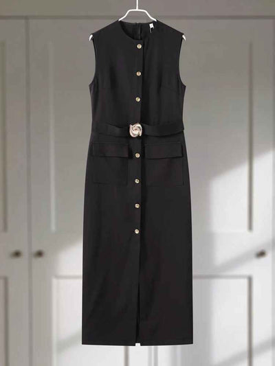 Kaya ™ | Sleek Belted Midi Dress