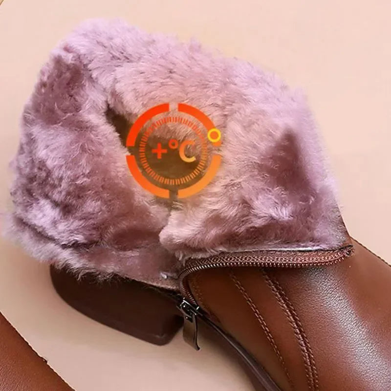 CozyStride™ - Enkellaarsjes van leer met voering van bont