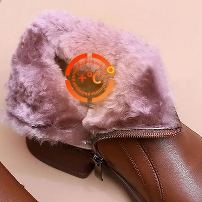 CozyStride™ - Enkellaarsjes van leer met voering van bont