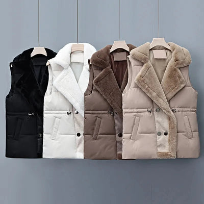 Breya™ - Mouwloze winterjas met imitatiebontvoering