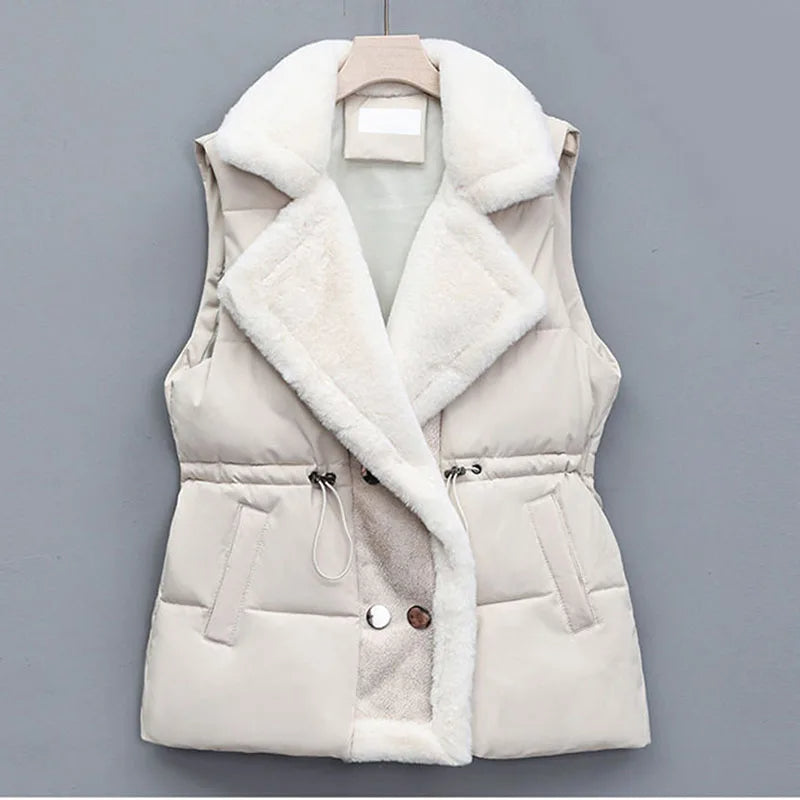 Breya™ - Mouwloze winterjas met imitatiebontvoering