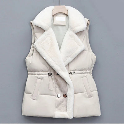Breya™ - Mouwloze winterjas met imitatiebontvoering
