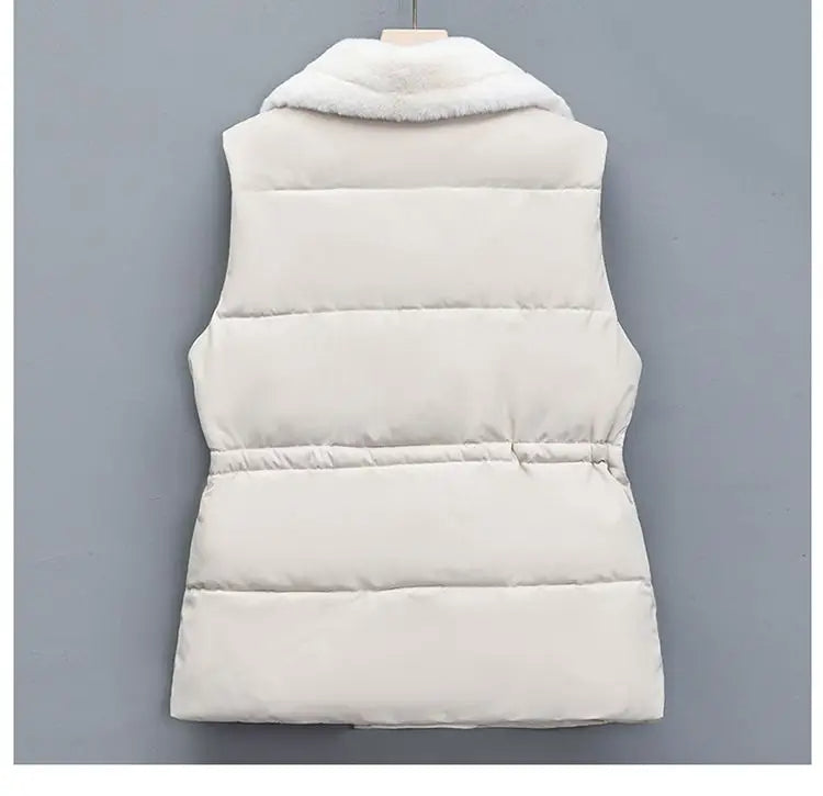 Breya™ - Mouwloze winterjas met imitatiebontvoering