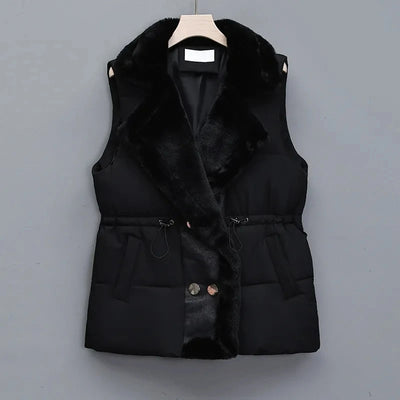 Breya™ - Mouwloze winterjas met imitatiebontvoering