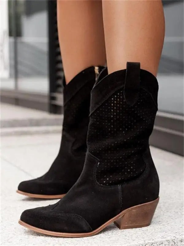 Cita™ - Burned Suede Low-Barrel Women Cowboy Boots