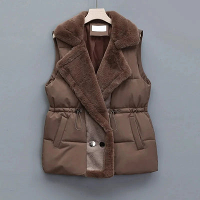 Breya™ - Mouwloze winterjas met imitatiebontvoering