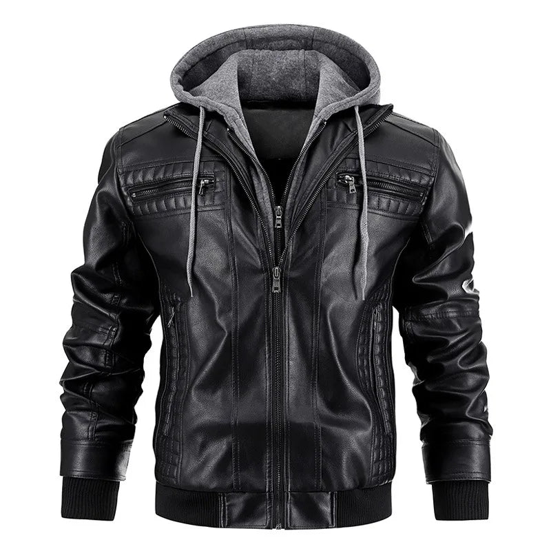 Yannick™ - PU Hooded Leather Jacket