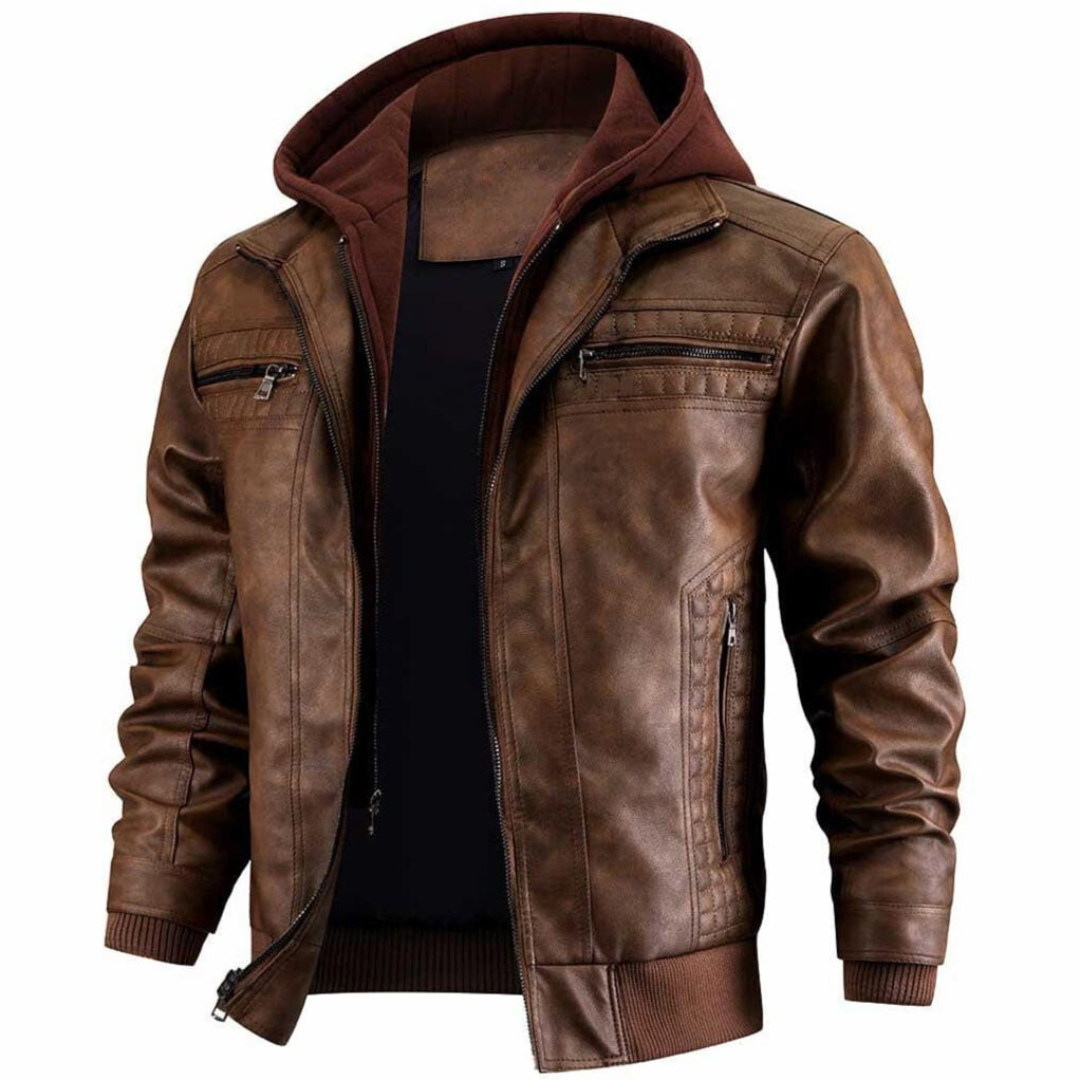 Yannick™ - PU Hooded Leather Jacket