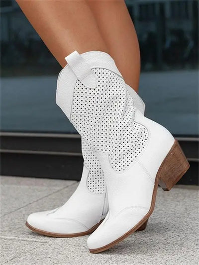 Cita™ - Gebrande suède lage damescowboylaarzen